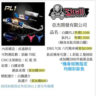 【ㄚ熹小舖】Skull 骷髏管 亞杰開發 排氣管 各款式皆可訂購 DRG VJR 勁戰 BWS JETS GTR 等車種