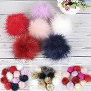DIY Pompoms Balls, 12 Pcs 10cm Fluffy Balls DIY Faux Fox Fur Fluffy Pompoms Balls Faux Rabbit Fur Pompom Balls Fluffy Balls Pompoms with Elastic Band for Hats Keychains Scarves Gloves Bags