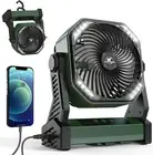 Rechargeable Camping Fan and LED Lantern, 20000mAh, 4 Speed USB Power