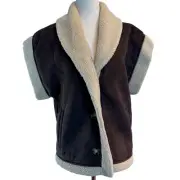 NWT BARDOT Junior Faux Freya Shearling Vest Chocolate Brown US Size 16
