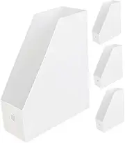 Gadpiparty 4Pcs Portable Magazine Storage Box Plastic File Organizer for Home Office Fireproof Document Holder and Bookshelf Divider for Envelopes and Letter Paper