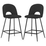 Evie Boucle Bar Stool (Set of 2) Black