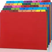 1 Set 25 Alphabet File Dividers A-Z Top Tab File Guides Letter Size 1/5 Cut Tab Manila Alphabetical File Organizer File Cabinet Dividers for Work Office Home School and Desk Organizer (Colorful)
