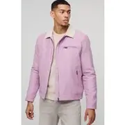 Mens Mauve Regular Fit Twill Contrast Collar Worker Jacket