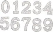 TEHAUX 10 Pcs Faux Pearl Rhinestone Iron Numbers Patch Sparkly Glitter Applique for Clothing DIY Crafts and Special Events Easy Application Fashion Forward Design