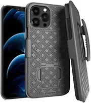 for Apple iPhone 12 Pro Max Case with Belt Clip Holster, Kickstand Slim Cover Case for iPhone 12 Pro Max - Black