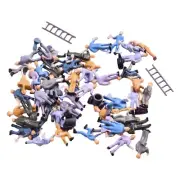 Vivid Painted HO Scale Train Worker Figures 50pcs for Outdoor Landscaping