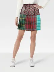 Pleated Paulina Sheer Check Skirt