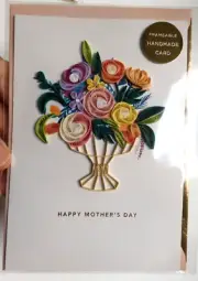 1 Card Signature Hallmark Mother's Day Quilling Beautiful Vase of Flowers