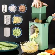 1 Set 3-in-1 Rotating Vegetable Cutter with Crank Handle Manual Garlic Shredder Multifunction Vegetable Slicer Kitchen A