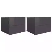 2x Gloss Bedside Tables Wooden Drawers Storage Side Cabinets Nightstand Grey