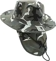 [JFH GROUP] JFH Wide Brim Bora Booney Outdoor Safari Summer Hat w/Neck Flap & Sun Protection