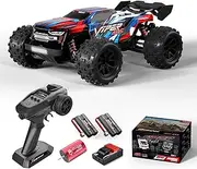 UONNO 70KM/H Brushless RC Truck, 1:16 Scale 4WD High Speed Remote Control Car, All-Terrain Vehicle with 2.4Ghz & Dual Batteries, Toy Gift Kids (Red)