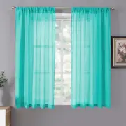 Short Sheer Curtains Linen Textured Bedroom Curtain Sheers Light Filtering Rod P