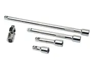 5-Piece 3/8in Drive Extension Wrench Set with Universal Joint, Chrome Vanadiu...