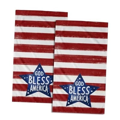 2PCs USA Flag Towels with Red Stripes Blue Star Larger Hand God Bless America