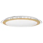 Astrid 43cm 30W Led Oyster Light, Satin, Oak Shade