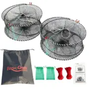 BasicGear Crab Trap Bait Lobster Crawfish Shrimp Portable Folded Cast Net Collap