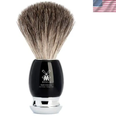 VIVO Black Resin Pure Badger Shaving Brush - Luxury Shave Brush for Men, Rich...