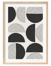 [Profile Australia] Australian Made Circle Lines Cluster Art Print A1 Frame in Natural