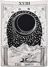 BLEUM CADE Tarot Tapestry The Moon The Star The Sun Tapestry Medieval Europe Divination Tapestry Wall Hanging Tapestries Mysterious Wall Tapestry for Home Decor (The Moon, 51×59 Inches)