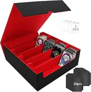 YOZOTI Card Deck Case for Trading Cards 2400+, Leather Magnetic Closure Commander Storage Box Magic Card Protectors Fit for YuGiOh, MTG and Sport Cards…
