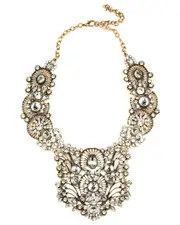 Eye Candy LA Glass Crystal Manhattan Bronze Statement Necklace