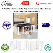 PaWz Wooden Dog Pet Gate Safety Fence Stair Barrier 6 Panels Security Door White