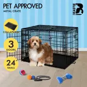 BEASTIE Dog Cage Pet Crate Kennel Cat Foldable Metal Playpen 24" Large