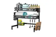 95Cm Double Tier Dish Drying Rack Holder Drain Caddy Kitchen Drainer Storage Over Sink Organiser Racks & Holders