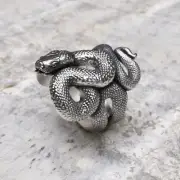 Handcrafted 925 Sterling Silver Snake Ring | Unique Gothic Serpent Wrap Design