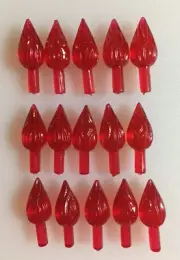 15 EXTRA LARGE Twist Bulbs POINTY RED Ceramic Christmas Tree Lights Pegs VINTAGE