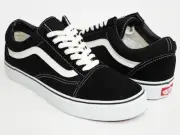 VANS OLD SKOOL BLACK/WHITE LOW SUEDE CANVAS UNISEX SHOES NEW Size M8 W9.5