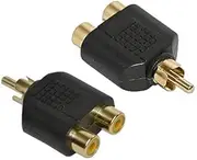 Cable-Core Single Male RCA Phono to Double Female Socket RCA Phono Y Splitter