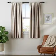 Amazon Basics Room Darkening Blackout Window Curtains with Tie Backs Set -Taupe, 33.5L x 25.5W cm (1 Panels)
