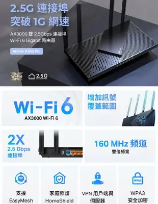 TP-Link Archer AX55 Pro AX3000 wifi6 雙頻 wifi分享器 無線網路路由器