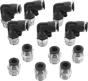 12Pcs Quick Connect Pneumatic Fittings Elbow Straight Push to Connect Connectors Plated for Air Hose Secure Threaded Design Variety of Specifications