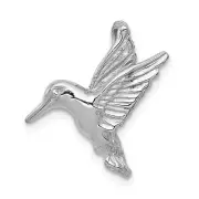 14k White Gold Polished Open-Backed Hummingbird Chain Slide Necklace