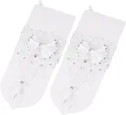 [VALICLUD] 1 Pair Lace Bridal Gloves with Bow Knot Detail Elegant Wedding Dress Accessories for Women for Engagements Parties Special Occasions Delicate Workmanship
