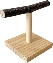 Wooden Parrot Stand - Durablse Bird T Perch Tree, Natural Birdcages Accessorys | Paw Trimming Platforms, Aviary Exercises Toys for Cockatiel Parakeet Finch Canary Amazones African Grey