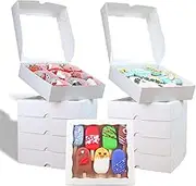 RomanticBaking 30pcs 8x8x2 Inches Bakery Boxes with Window, Flat Pack, Minimalist Style, Perfect for Cookies, Fruits, Chocolate, Cakes, Treats