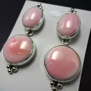 HEY DOLL! Beautiful NAVAJO Sterling Silver PINK CONCH Shell Cabochon EARRINGS