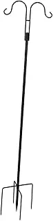 Shepherds Hook Garden Stake Black Iron Outdoor Decor Heavy Duty Bird Feeder Pole Plant Stand Hanger for Flower Basket Lantern, 4 Section