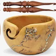 Wooden Whimsy Yarn Bowl & Crochet Hook Set: Perfect Holder for Knitting and Croc