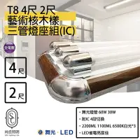 在飛比找Yahoo!奇摩拍賣優惠-尚丞照明 LED T8 4尺 藝術型燈座 核桃木款 三管燈座