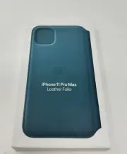 Genuine Apple iPhone 11 Pro Max Leather Folio Case Peacock Green OEM