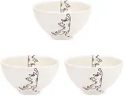 J-Kitchens Workshop Sho~ Set of 3 Cat Paw Family Matching Rice Bowl, Tiger, Hasami Yaki, Made in Japan