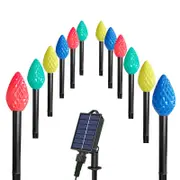 12 Pack C9 Christmas Decorations Outdoor Waterproof, Solar Christmas Path Lights with Pathway Marker Stakes, Solar Powered Lights for Outside Yard