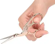 Vintage Stainless Steel Sewing Scissors, Classical Cutting DIY Crafts Tool for Dressmaking Fabric Crafts, with Red Crowned Crane Pattern 11.5 * 4.8cm