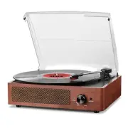 Bluetooth Turntable Vinyl Record Player with Speakers 3 Speed Belt Driven